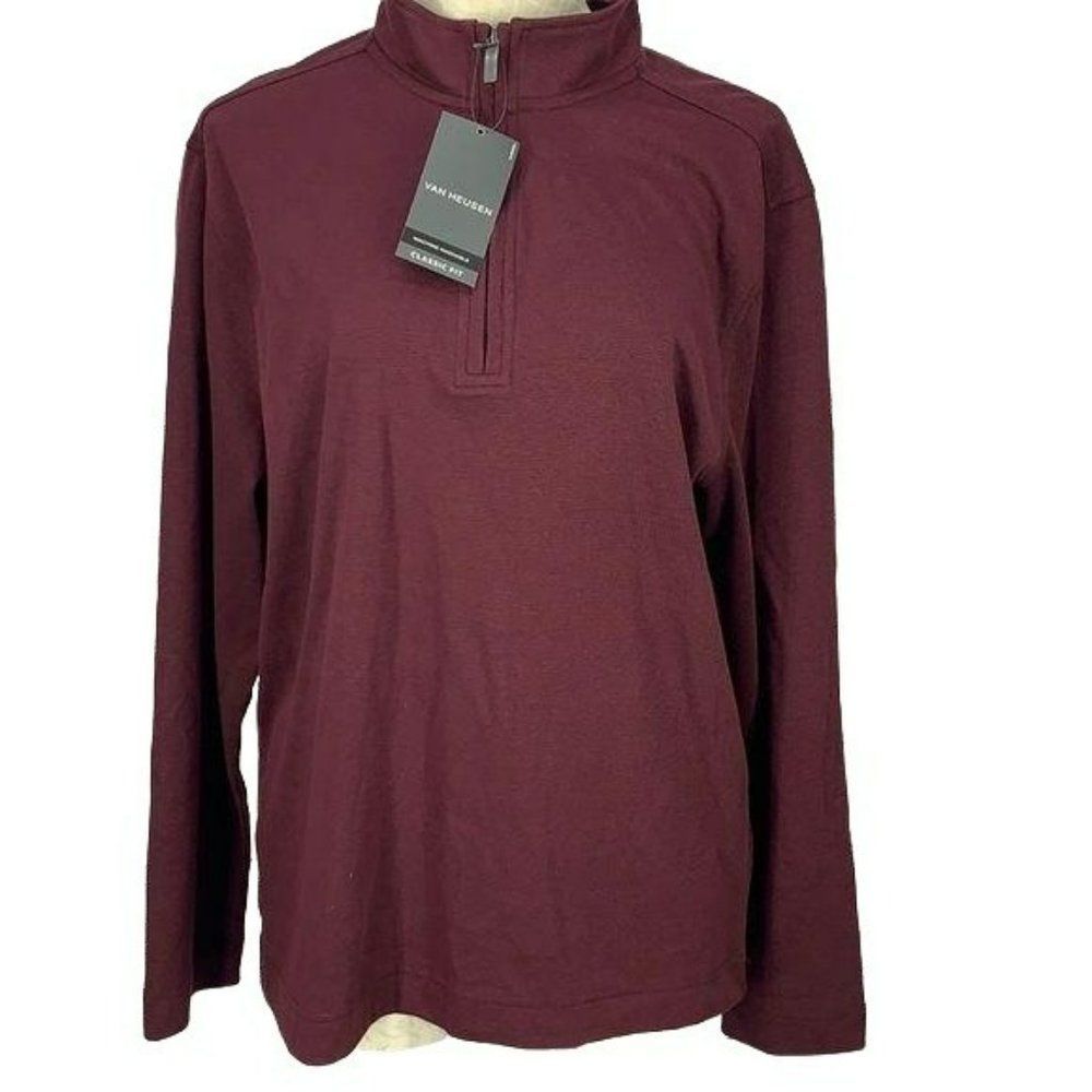 Van Heusen Men's Classic Fit‎ Long Sleeve Pull-Over Half Zip Sweater Medium
